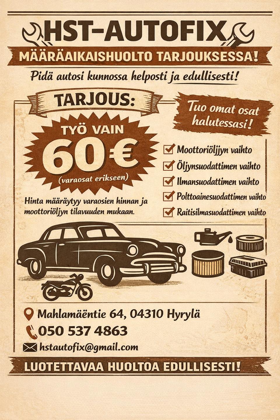 Määräaikaishuolto tarjous